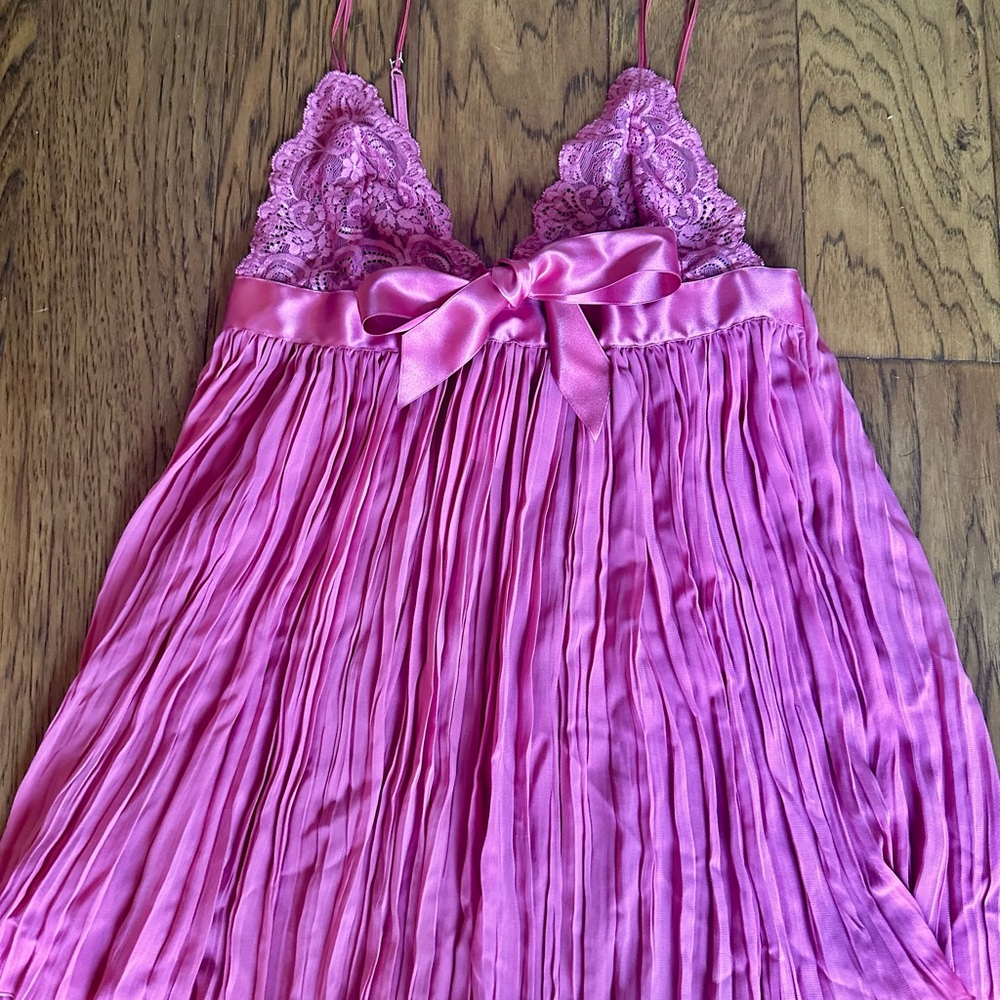 Victoria's Secret Pink Lace & Pleated Satin Babydoll Nightie